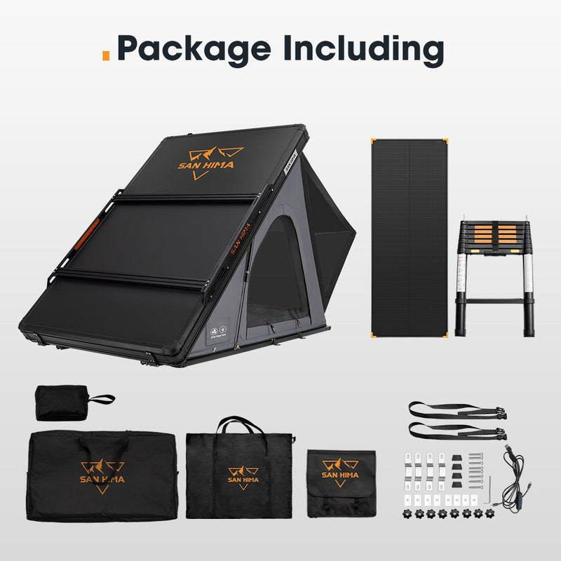 San Hima Kalbarri Lite Gen 2 Rooftop Tent Grey+120W Solar Panel+Ladder & Rack