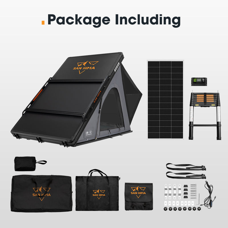 San Hima Kalbarri Lite Gen 2 Rooftop Tent Grey+200W Solar Panel+Ladder & Rack