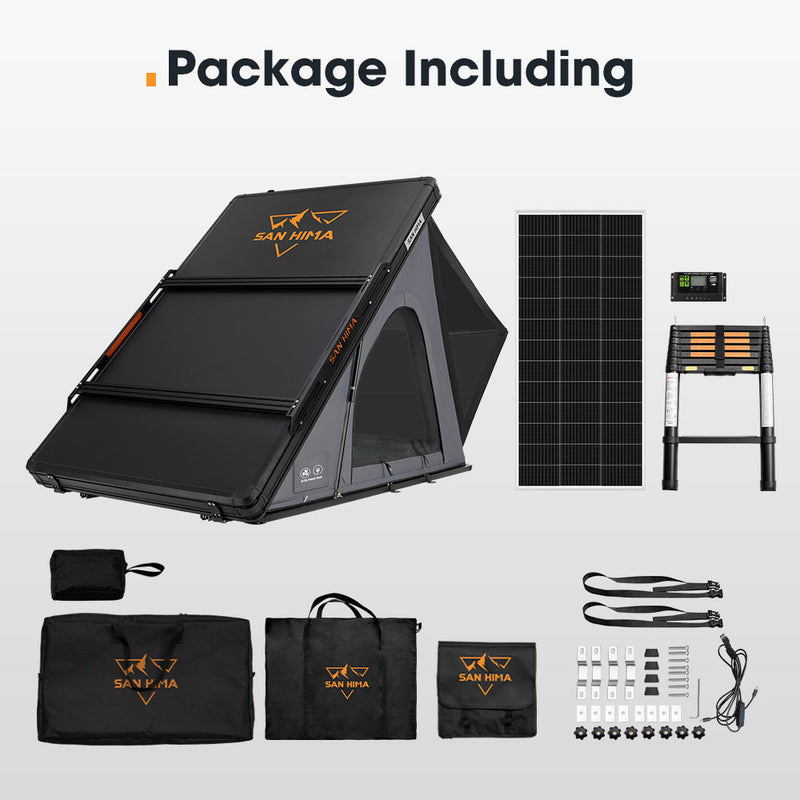 San Hima Kalbarri Lite Gen 2 Rooftop Tent Grey+200W Solar Panel+Ladder & Rack