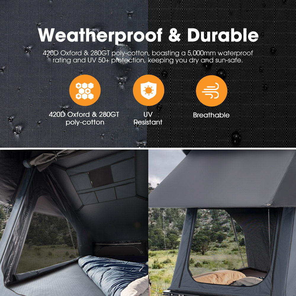 San Hima Kalbarri X Rooftop Tent Hardshell With Ladder 4x4 + 130W Solar Panel