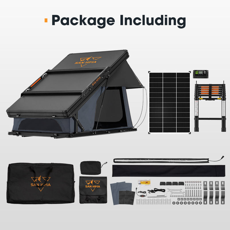 San Hima Kalbarri X Rooftop Tent Hardshell With Ladder 4x4 + 130W Solar Panel
