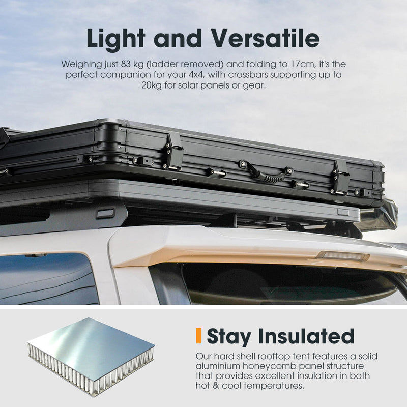 San Hima Kalbarri X Rooftop Tent Hardshell With Ladder 4x4 + 120W Solar Panel