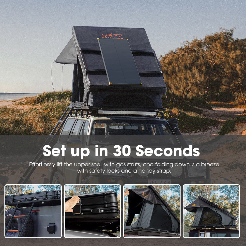 San Hima Kalbarri X Rooftop Tent Hardshell With Ladder 4x4 + 120W Solar Panel