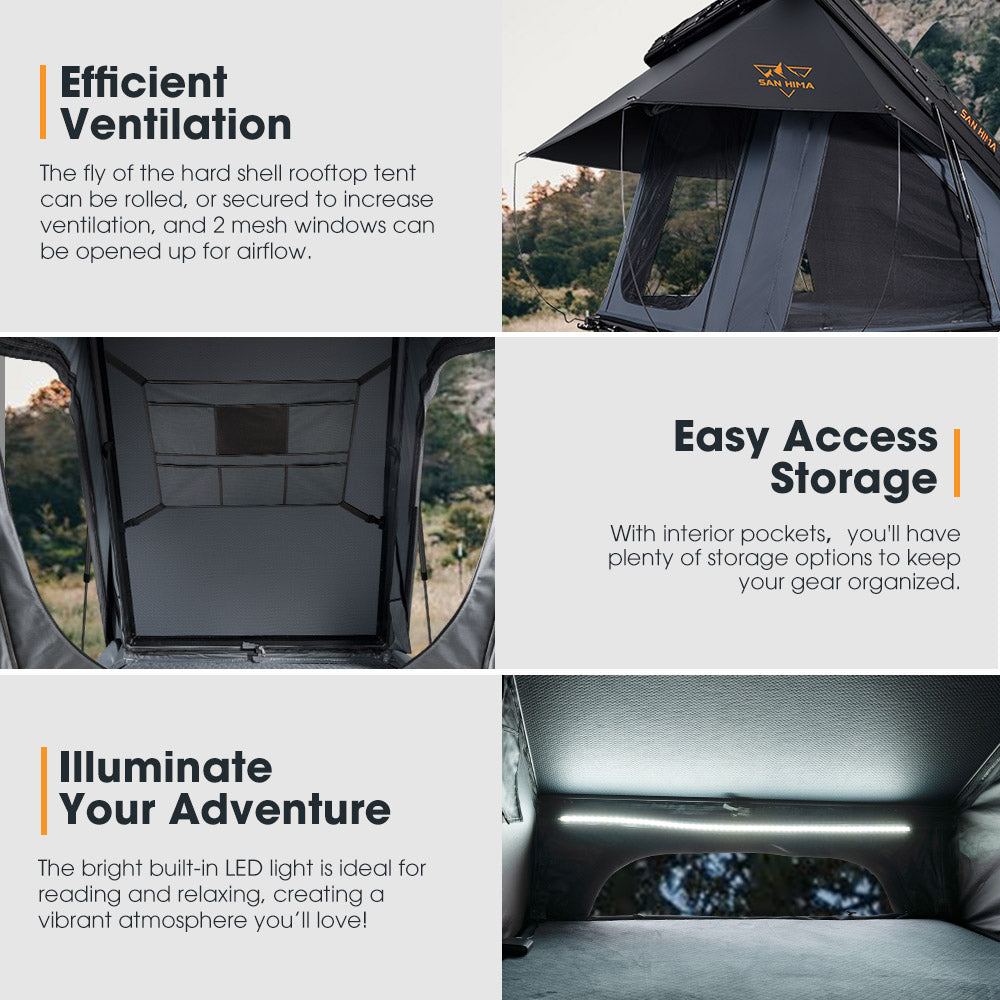 San Hima Kalbarri X Rooftop Tent Hardshell With Ladder 4x4 + 120W Solar Panel