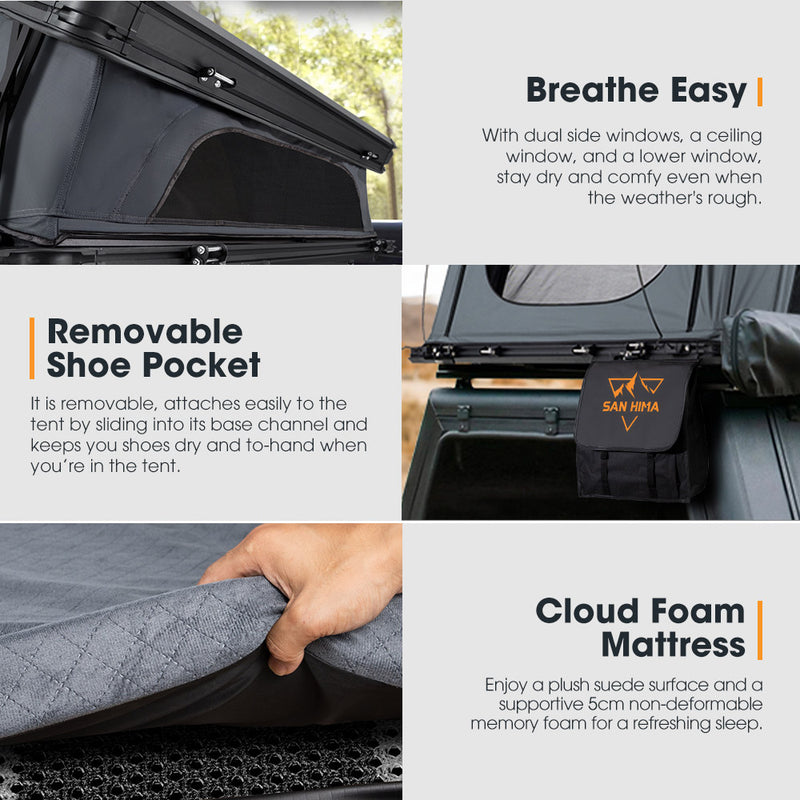 San Hima Kalbarri X Rooftop Tent Hardshell With Ladder 4x4 + 120W Solar Panel