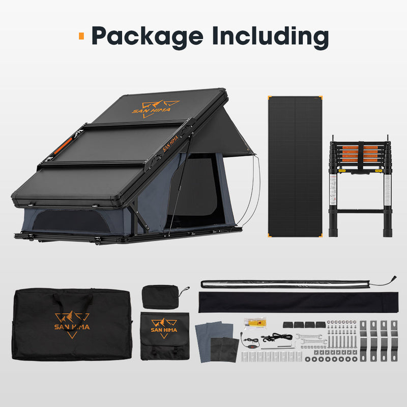 San Hima Kalbarri X Rooftop Tent Hardshell With Ladder 4x4 + 120W Solar Panel