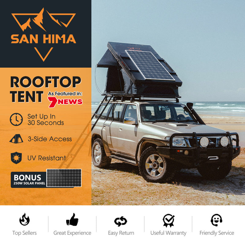 San Hima Kalbarri X Rooftop Tent Hardshell With Ladder 4x4 + 250W Solar Panel