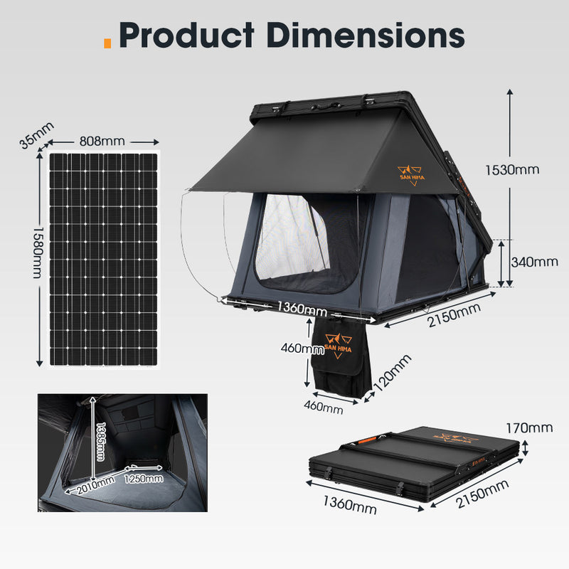 San Hima Kalbarri X Rooftop Tent Hardshell With Ladder 4x4 + 250W Solar Panel