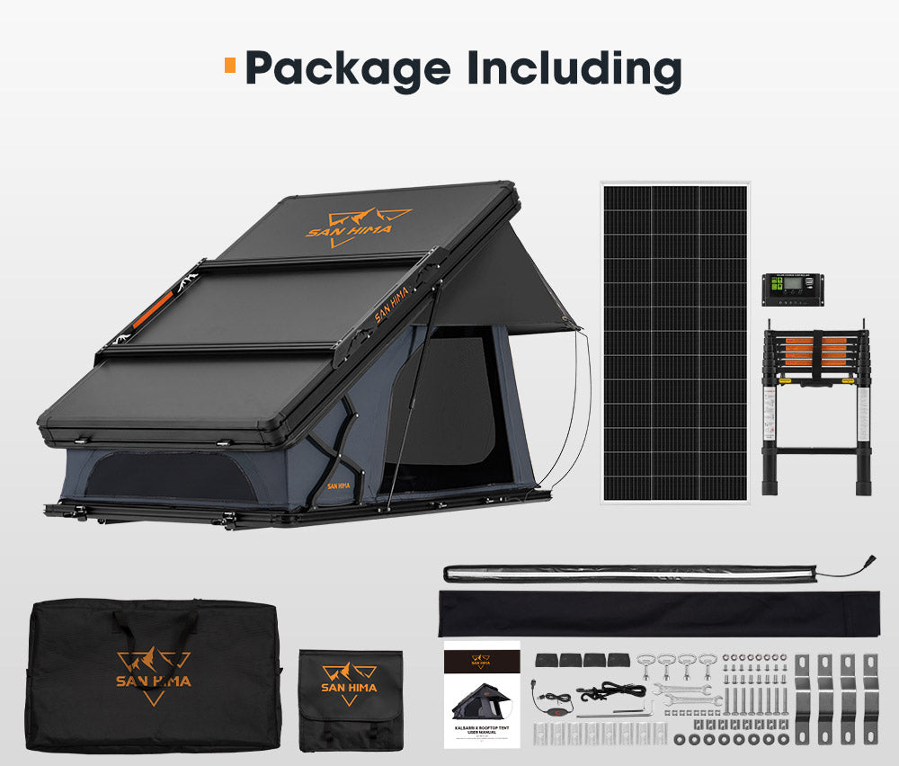 San Hima Kalbarri X Rooftop Tent Hardshell With Ladder 4x4 + 200W Solar Panel