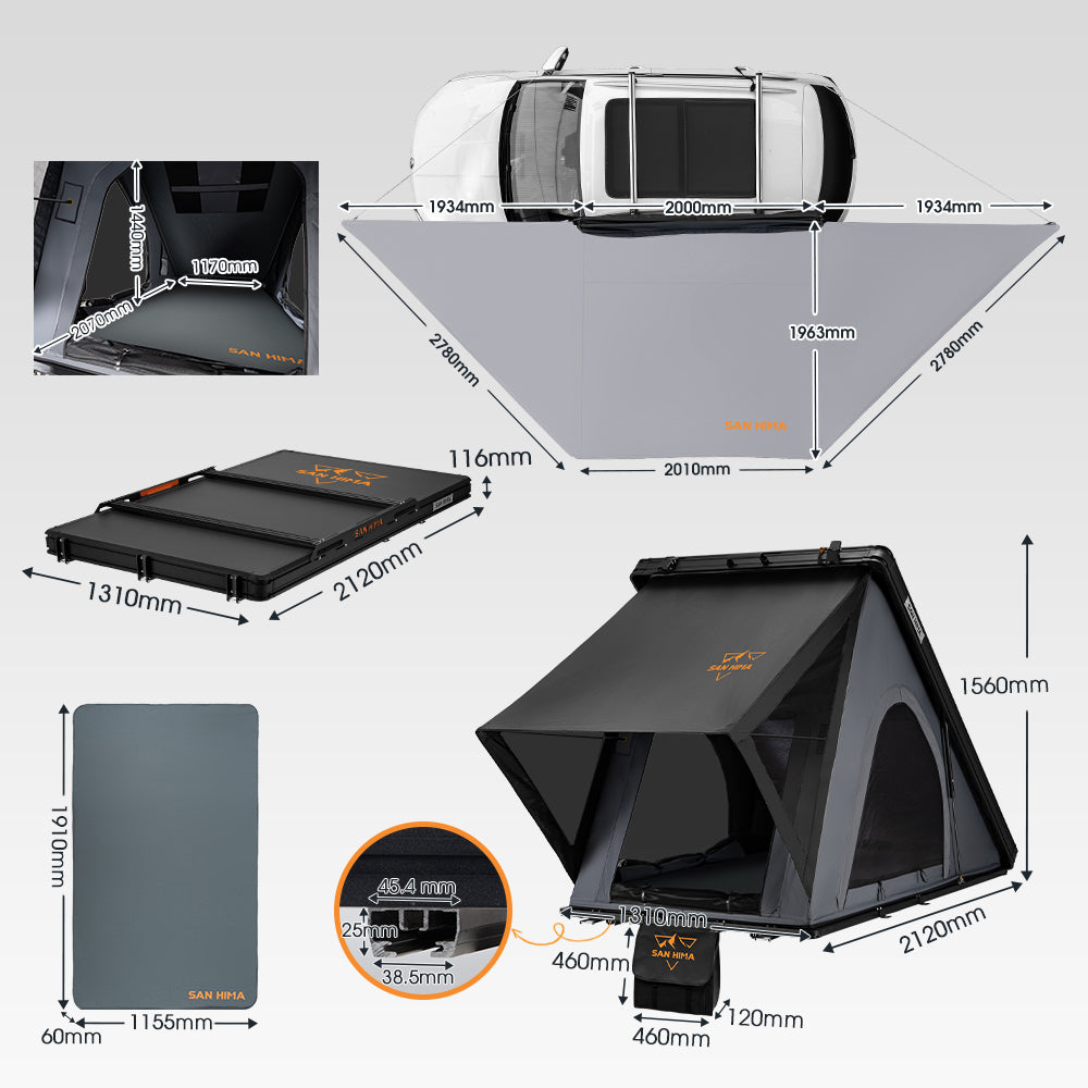 San Hima Kalbarri Lite Gen 2 Rooftop Tent & 180° Side Awning Bundle Saver