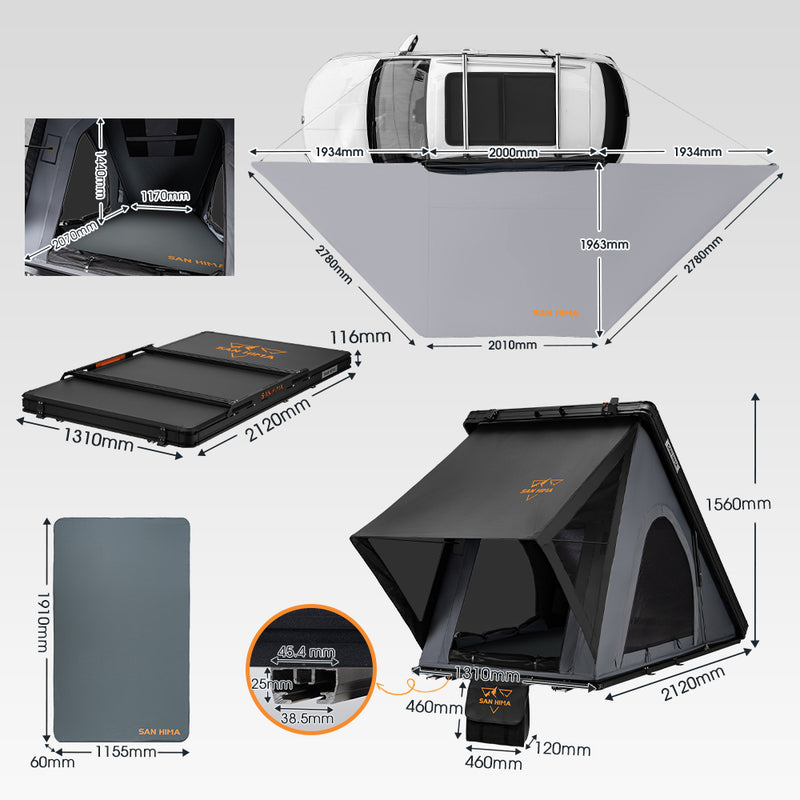 San Hima Kalbarri Lite Gen 2 Rooftop Tent & 180° Side Awning Bundle Saver