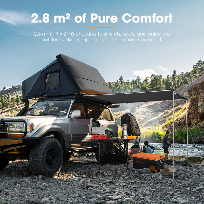 San Hima Car Side Awning 1.4x2m Pull-out Telescoping Poles Waterproof Camping