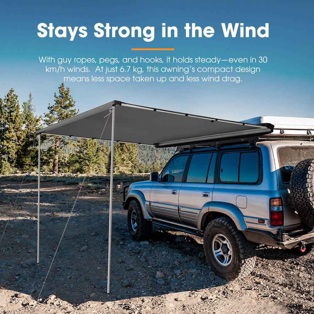 San Hima Car Side Awning Pull-out Telescoping Poles Waterproof Car