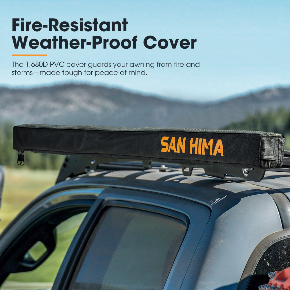 San Hima Car Side Awning Pull-out Telescoping Poles Waterproof Car