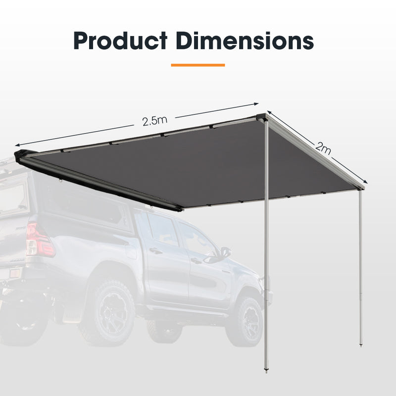 San Hima Car Side Awning Pull-out Telescoping Poles Waterproof Car
