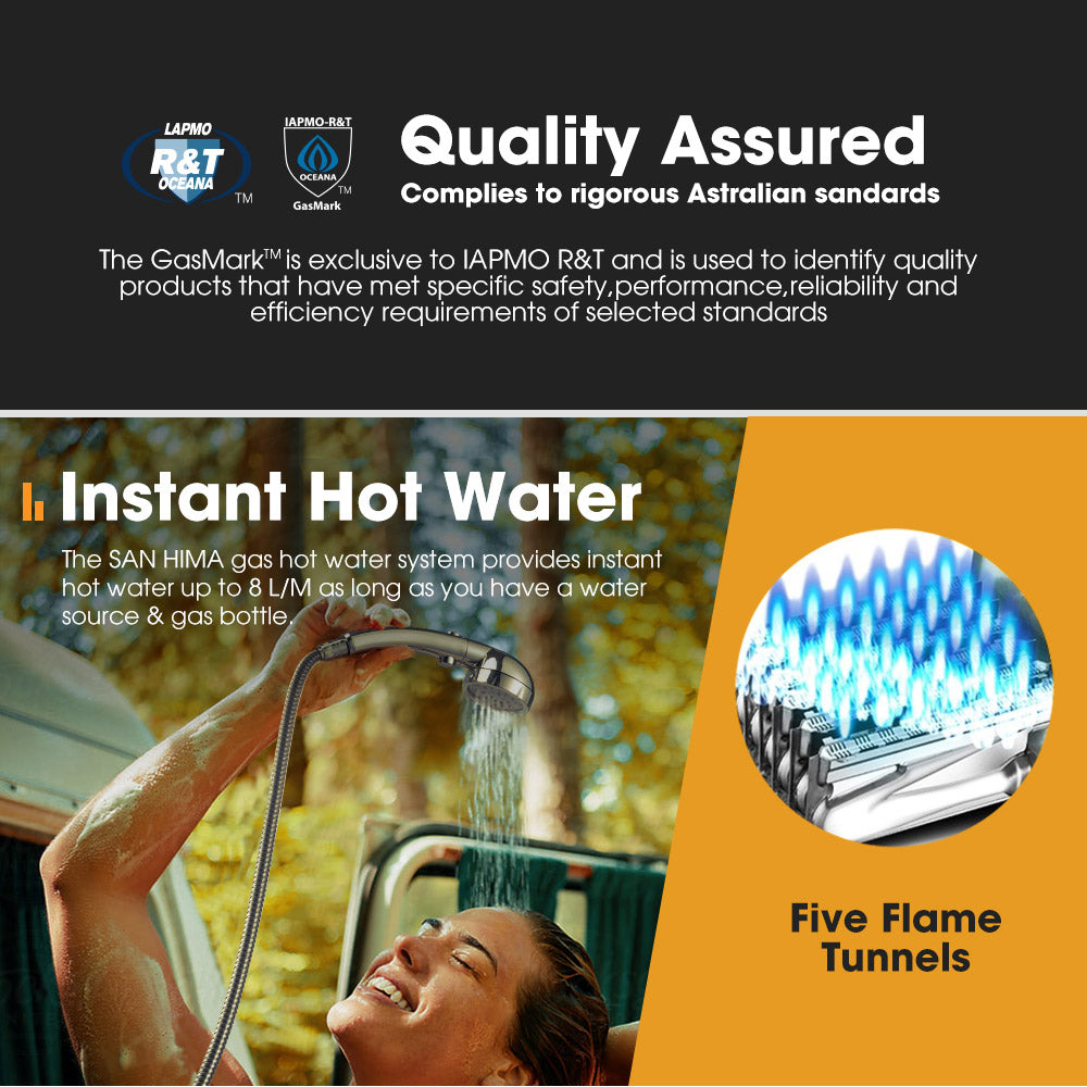 San Hima Shower Awning Instant Tent &Gas Hot Water Heater Black&Shower Tent Base
