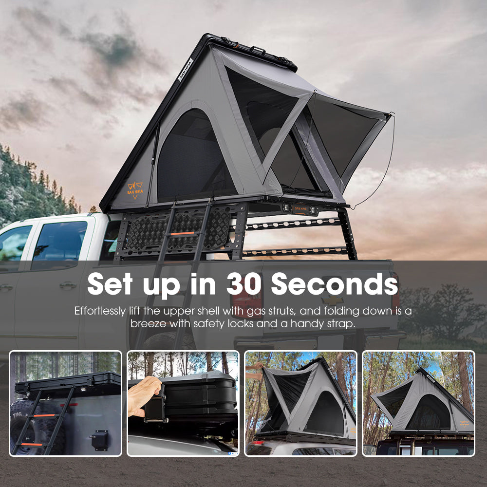 San Hima Kalbarri Roof Top Tent Hard Shell With Ladder + Universal Ute Tub Rack