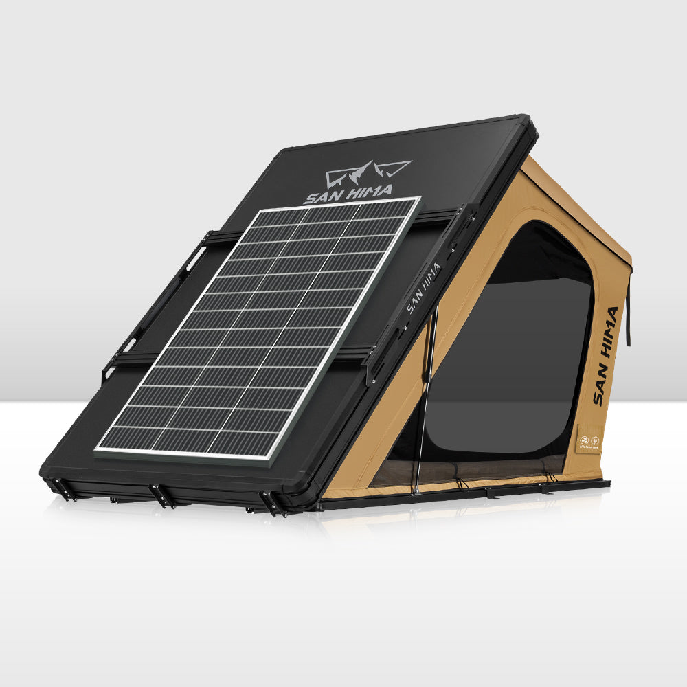 San Hima Kalbarri Gen 2 Roof Top Tent Khaki Hardshell + 200W Solar Panel