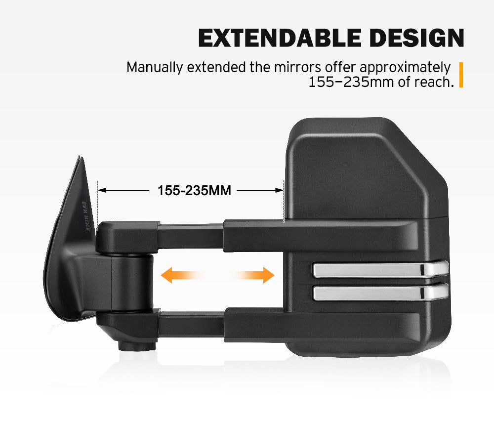 San Hima Extendable Towing Mirrors Gen2 fit Mitsubishi Triton MQ/MR 2015-2024