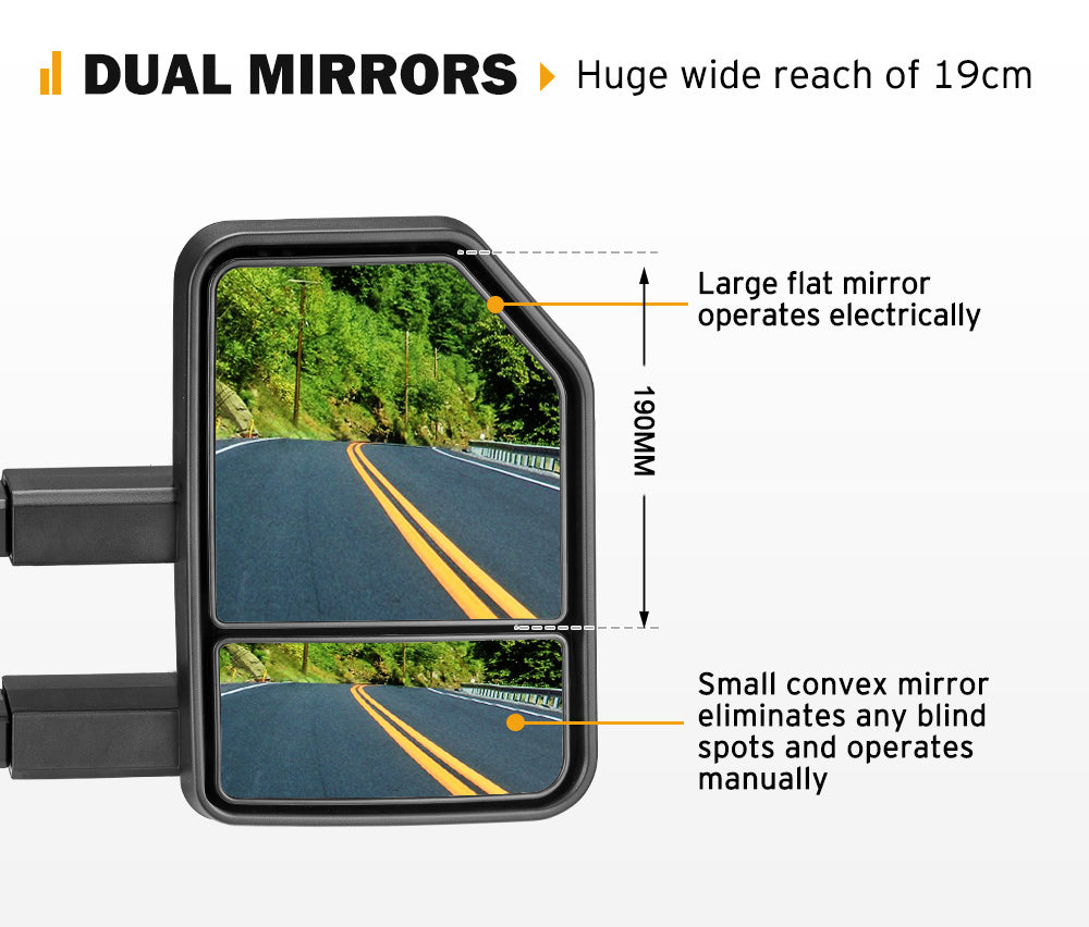 San Hima Pair Extendable Towing Mirrors Gen2 for NISSAN PATROL GU/Y61 1997-2016