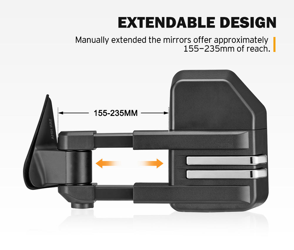 San Hima Pair Extendable Towing Mirrors Gen2 for NISSAN PATROL GU/Y61 1997-2016
