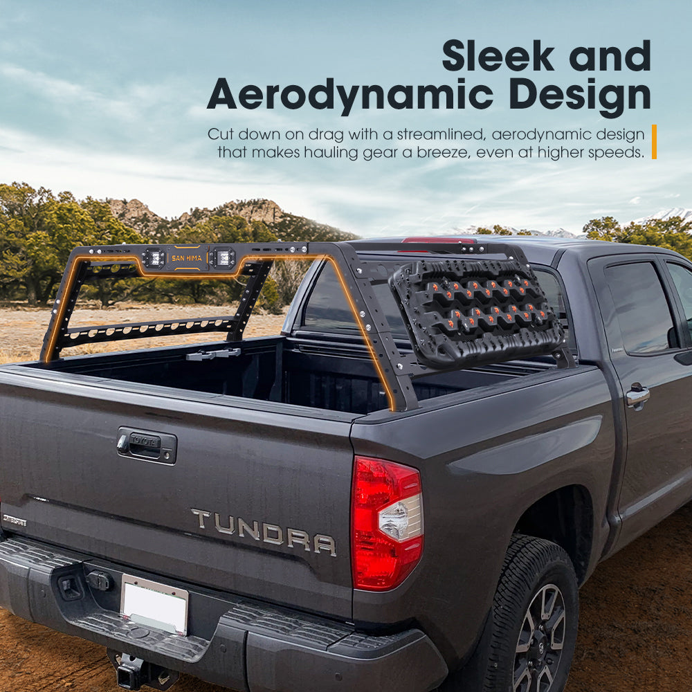 San Hima Universal Ute Tub Rack Steel 3mm + Pair Recovery Tracks 15T Board Black