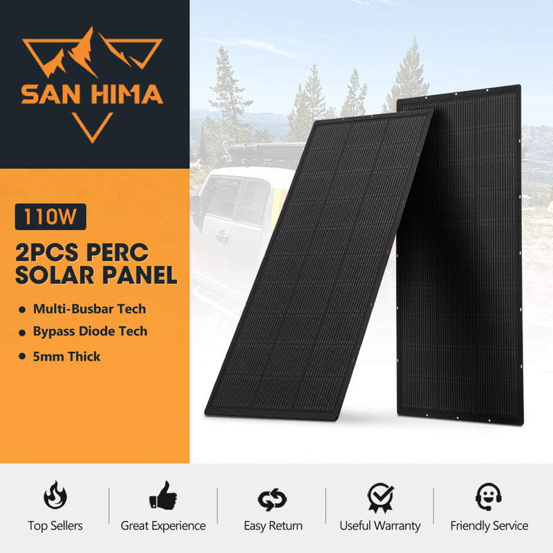 San Hima 2X 110W PERC Solar Panel Kit Mono Multi-busbar Bypass Diode Tech 5MM