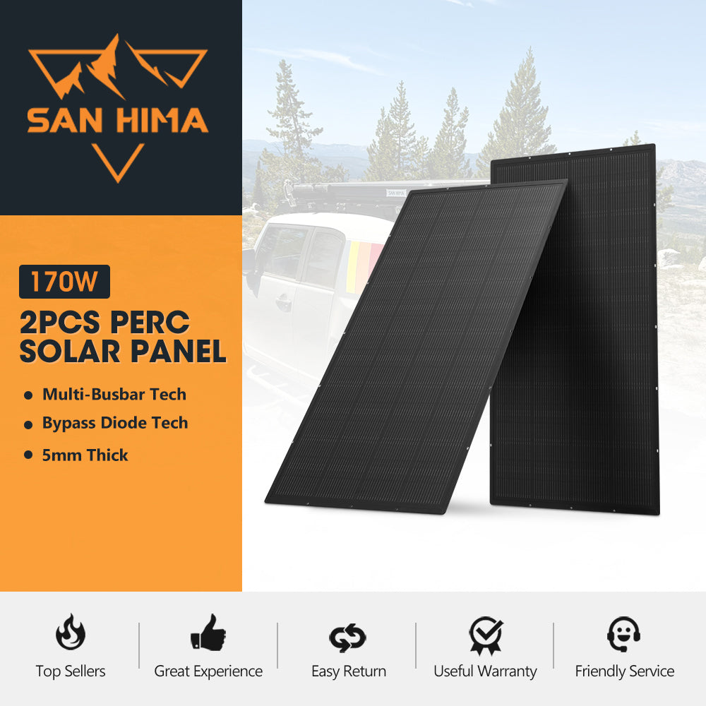 San Hima 2X 170W PERC Solar Panel Kit Mono Multi-busbar Bypass Diode