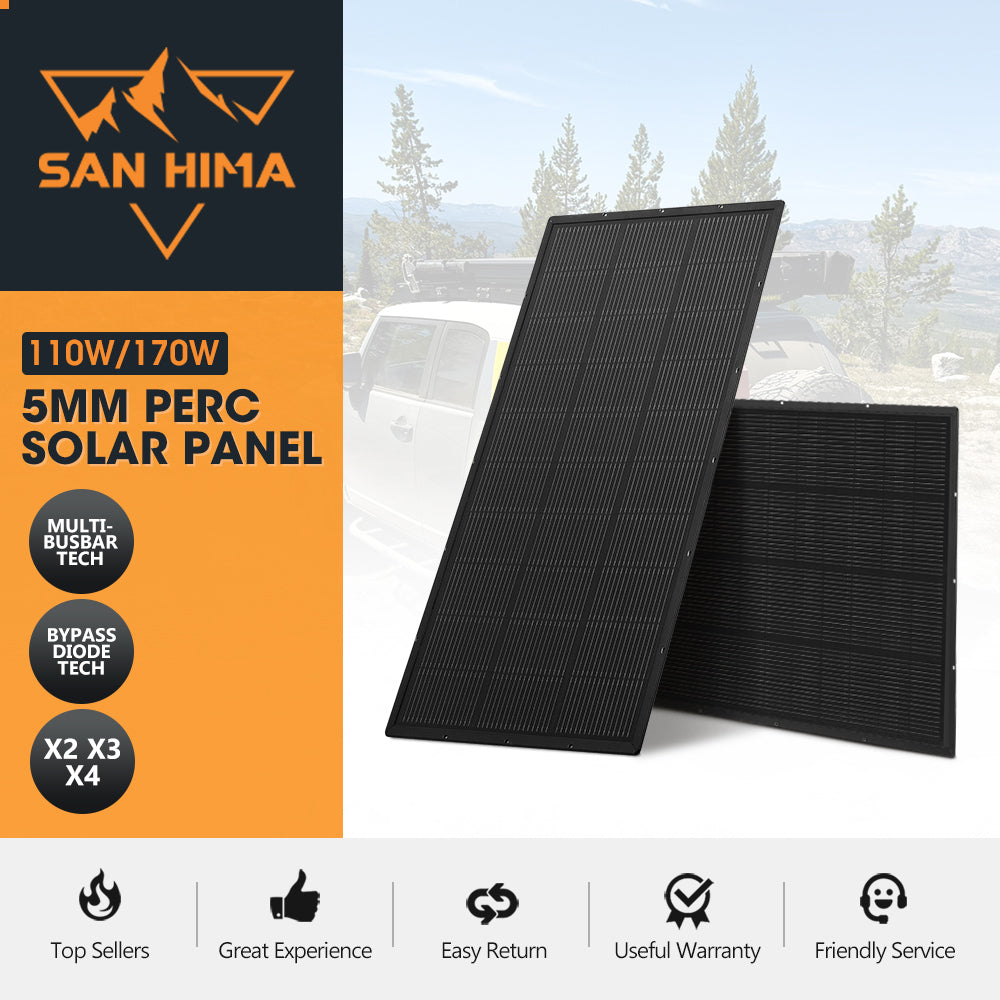 San Hima 170W 110W PERC Solar Panel Kit Mono Multi-busbar Tech Bypass Diode 5MM