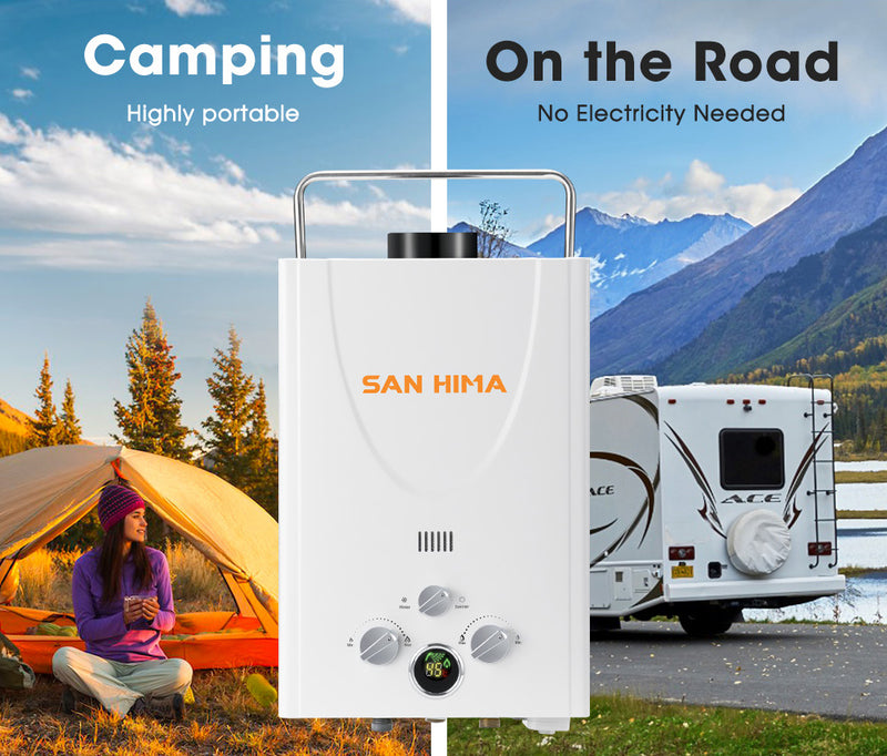 SAN HIMA Portable Gas Hot Water Heater System 8L White