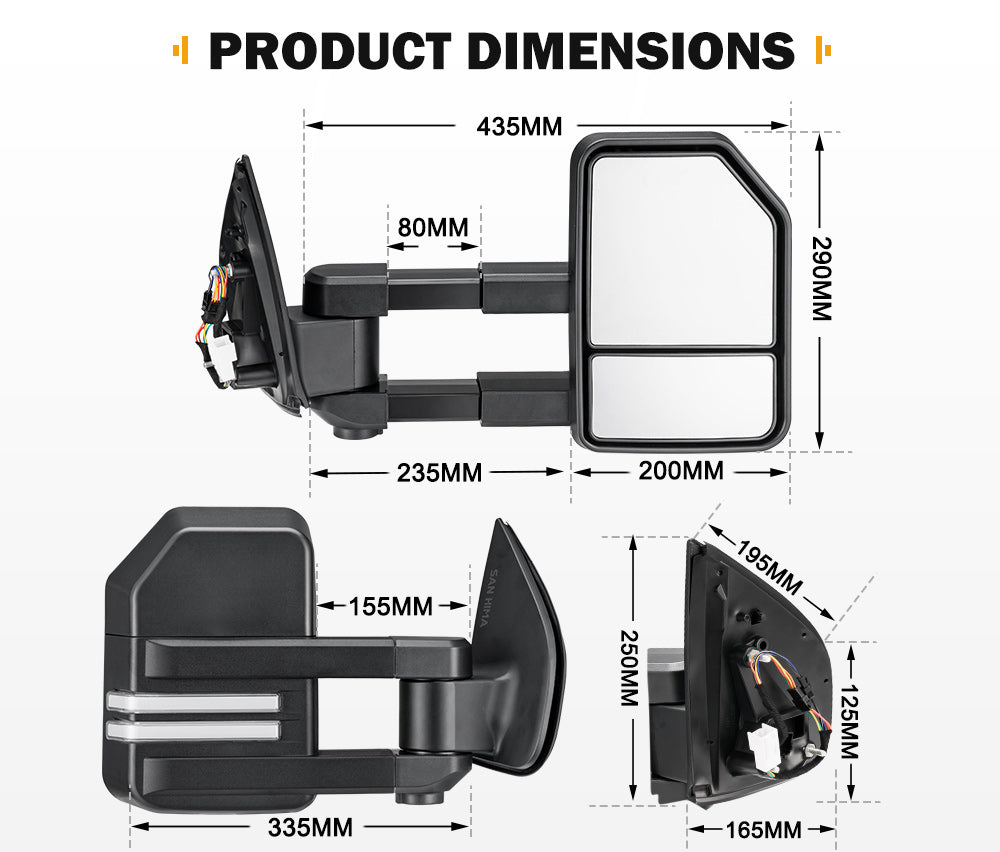 SAN HIMA Extendable Towing Mirrors Gen2 for Holden Colorado7 MY2013-MY2016 with Indicator