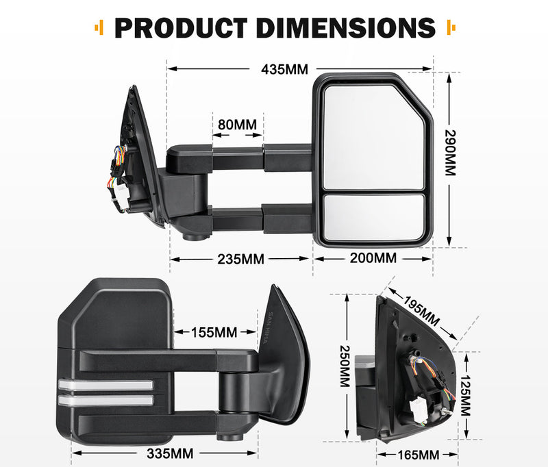 SAN HIMA Extendable Towing Mirrors Gen2 for Holden Colorado7 MY2013-MY2016 with Indicator