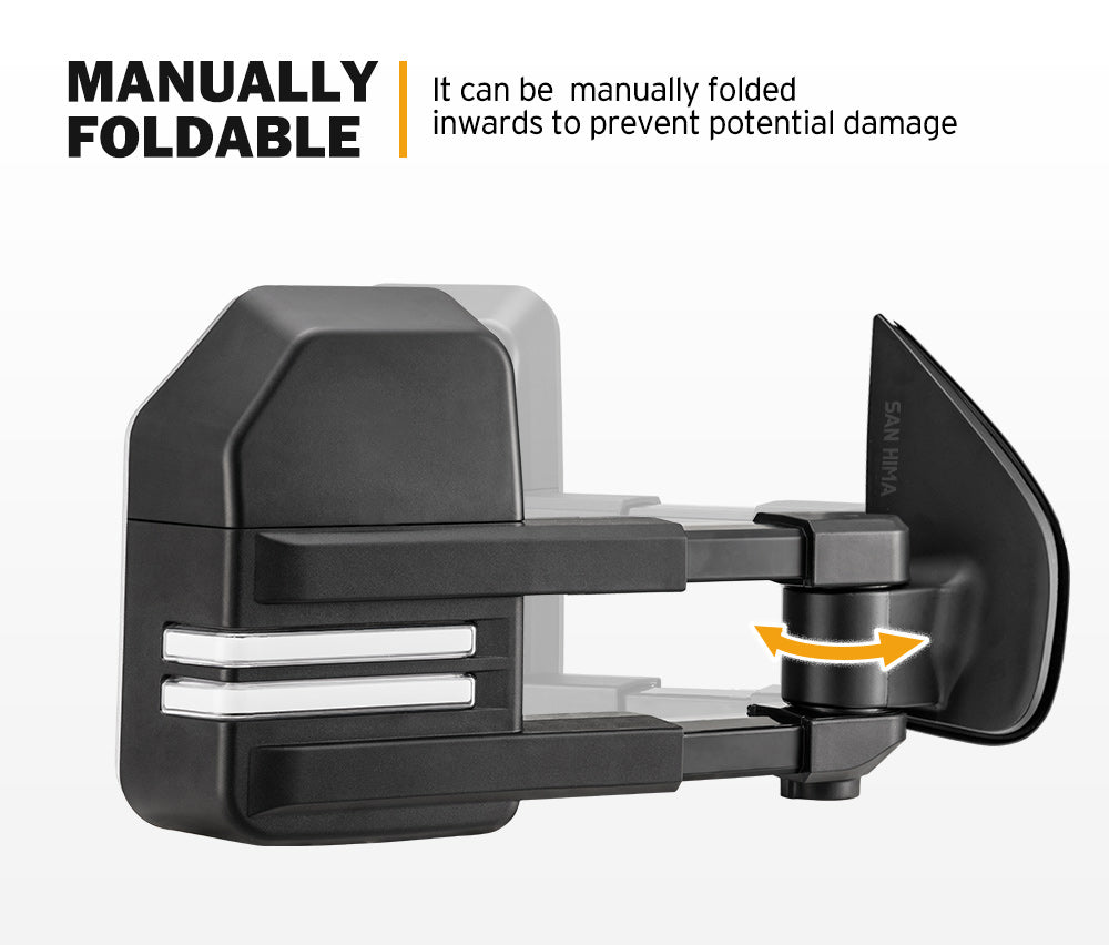 SAN HIMA Pair Extendable Towing Mirrors Gen2 for Isuzu MU-X MY2013-MY2019 with Indicator