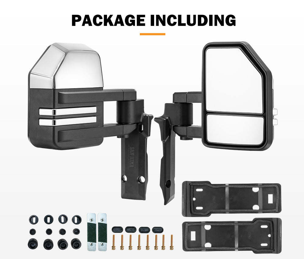 SAN HIMA Extendable Towing Mirrors for Toyota LandCruiser 70 75 76 78 79 Series Silver