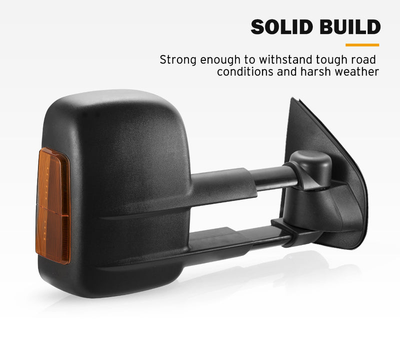 Pair Extendable Towing Mirrors Gen1 for Holden Colorado7 MY2013-MY2016 Black Pair