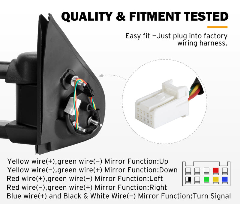 Pair Extendable Towing Mirrors Gen1 for Toyota HILUX 2015-ON N80 Black