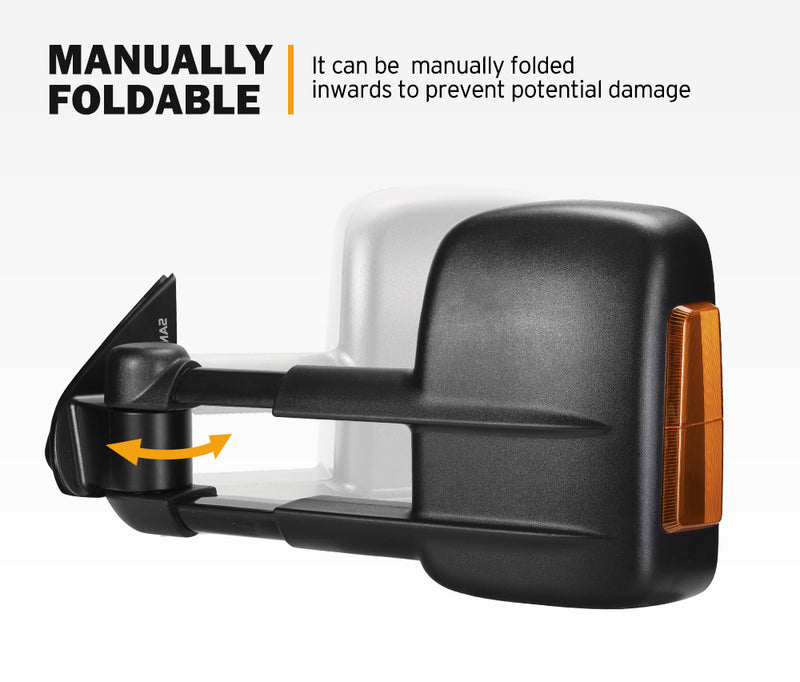 Pair Extendable Towing Mirrors Gen1 for Isuzu D-MAX DMax 2007-2011 Black
