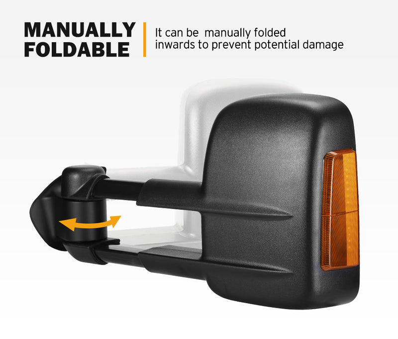 Pair Extendable Towing Mirrors for Land Rover Discovery 4 2009-2016 Black