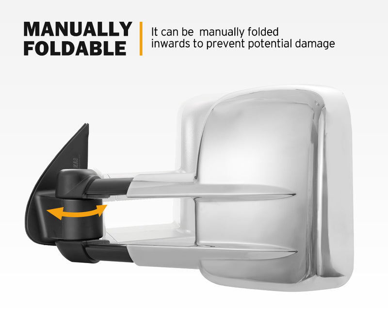 SAN HIMA Extendable Towing Mirrors Gen1 fit Mitsubishi Triton MQ/MR 2015 - 2024 Chrome