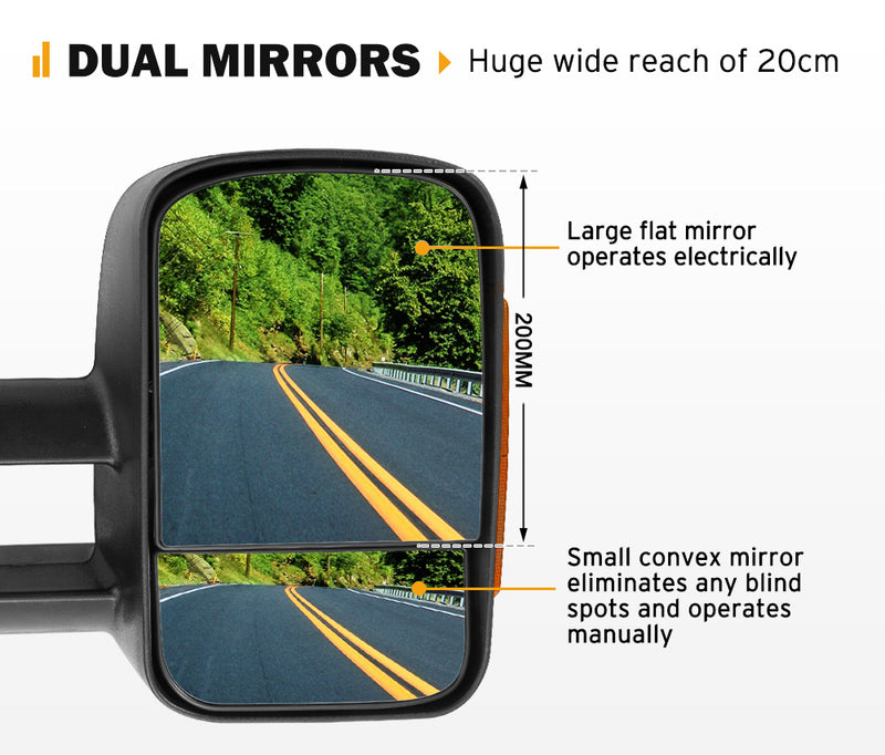San Hima Extendable Towing Mirrors Gen1 For Mazda BT50 BT-50 TF Series 2021/07-ON