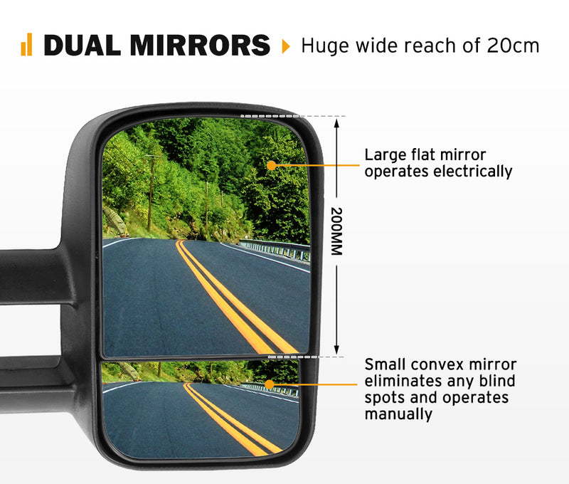 San Hima Pair Extendable Towing Mirrors Gen1 Fit Toyota Landcruiser 80 1990-1998