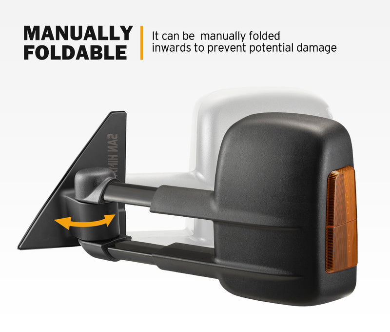 San Hima Pair Extendable Towing Mirrors Gen1 Fit Mitsubishi Pajero 2001-2015