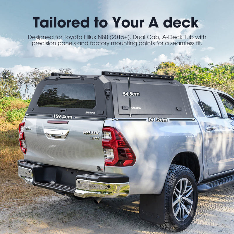 San Hima UTE Steel Canopy For Toyota Hilux N80 2015-On Dual Cab - A Deck Only