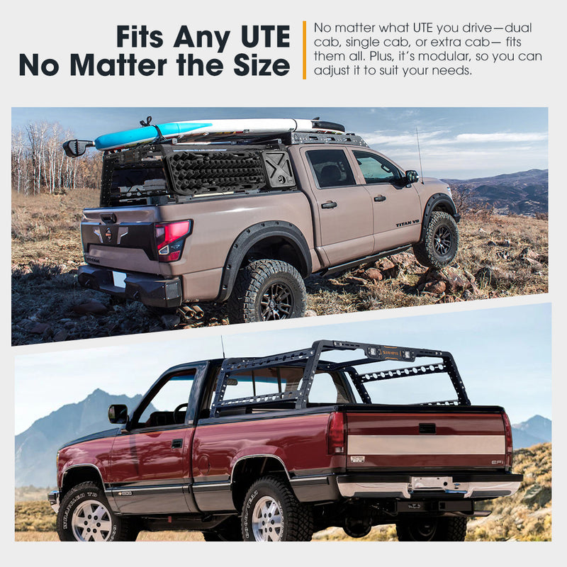 Ute T Rack SAN HIMA Universal Ute Tub Rack 3mm Powder coated Steel Adjustable DIY