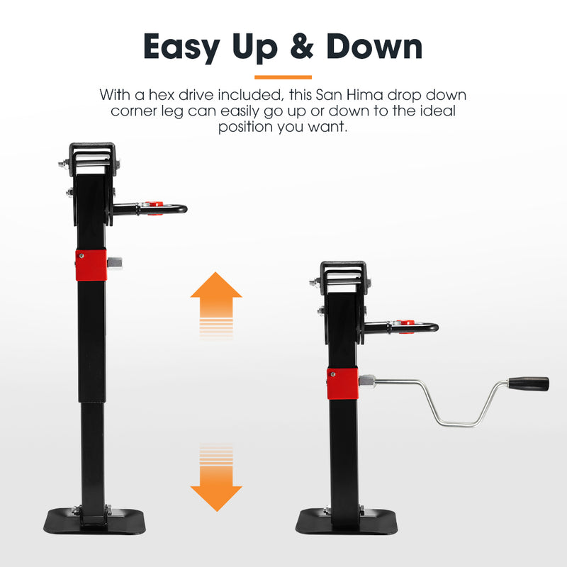 2x 400mm Corner Legs Drop Down W/Handle Steel Base 1200LBS