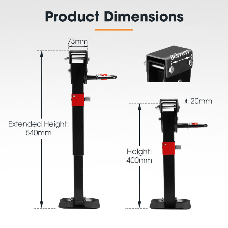 2x 400mm Corner Legs Drop Down W/Handle Steel Base 1200LBS