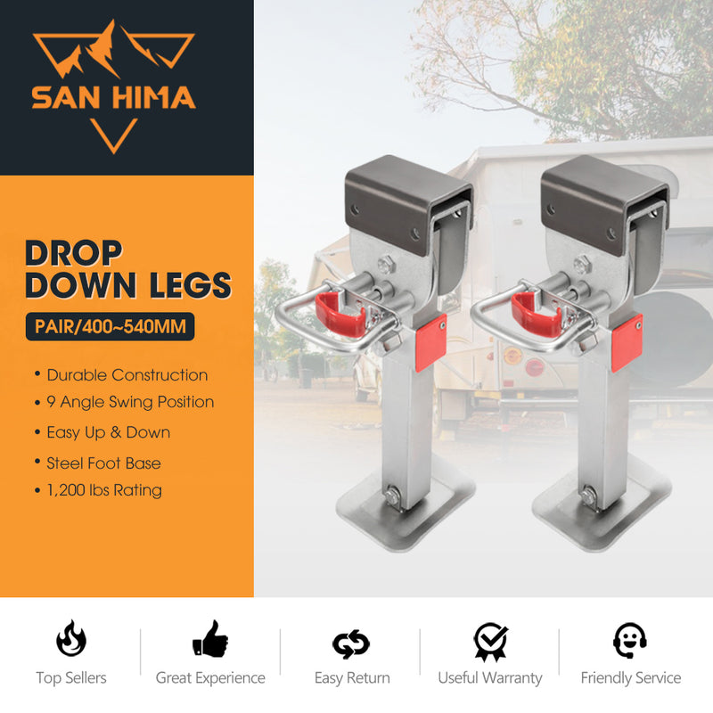 2x 400MM Corner Legs Drop Down W/Handle Steel Base 1200LBS