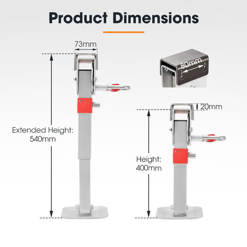 2x 400MM Corner Legs Drop Down W/Handle Steel Base 1200LBS
