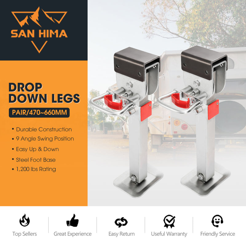 2x 470MM Corner Legs Drop Down W/Handle Steel Base 1200LBS