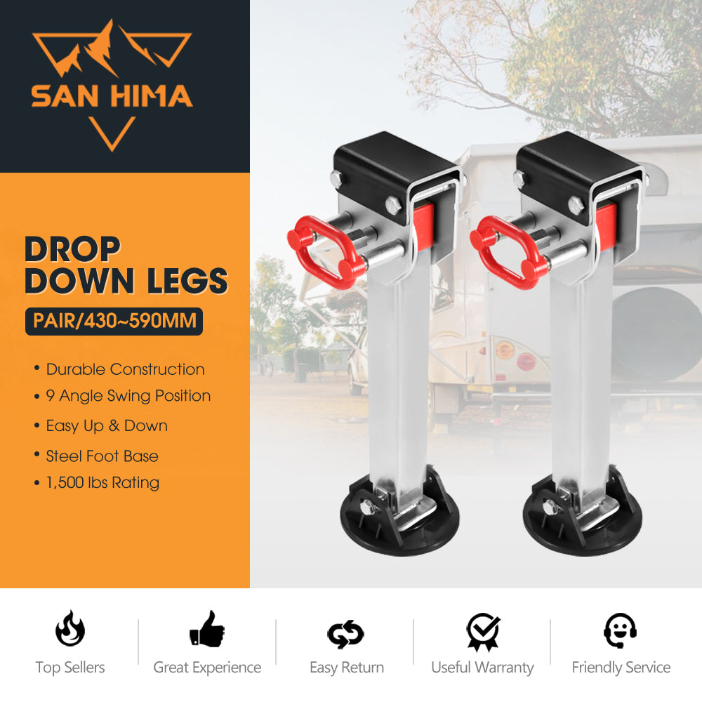2x 590MM Corner Legs Drop Down W/Handle Steel Base 1500LBS
